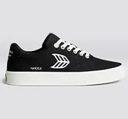 NAIOCA Canvas Black Canvas Off-White Logo Sneaker Women