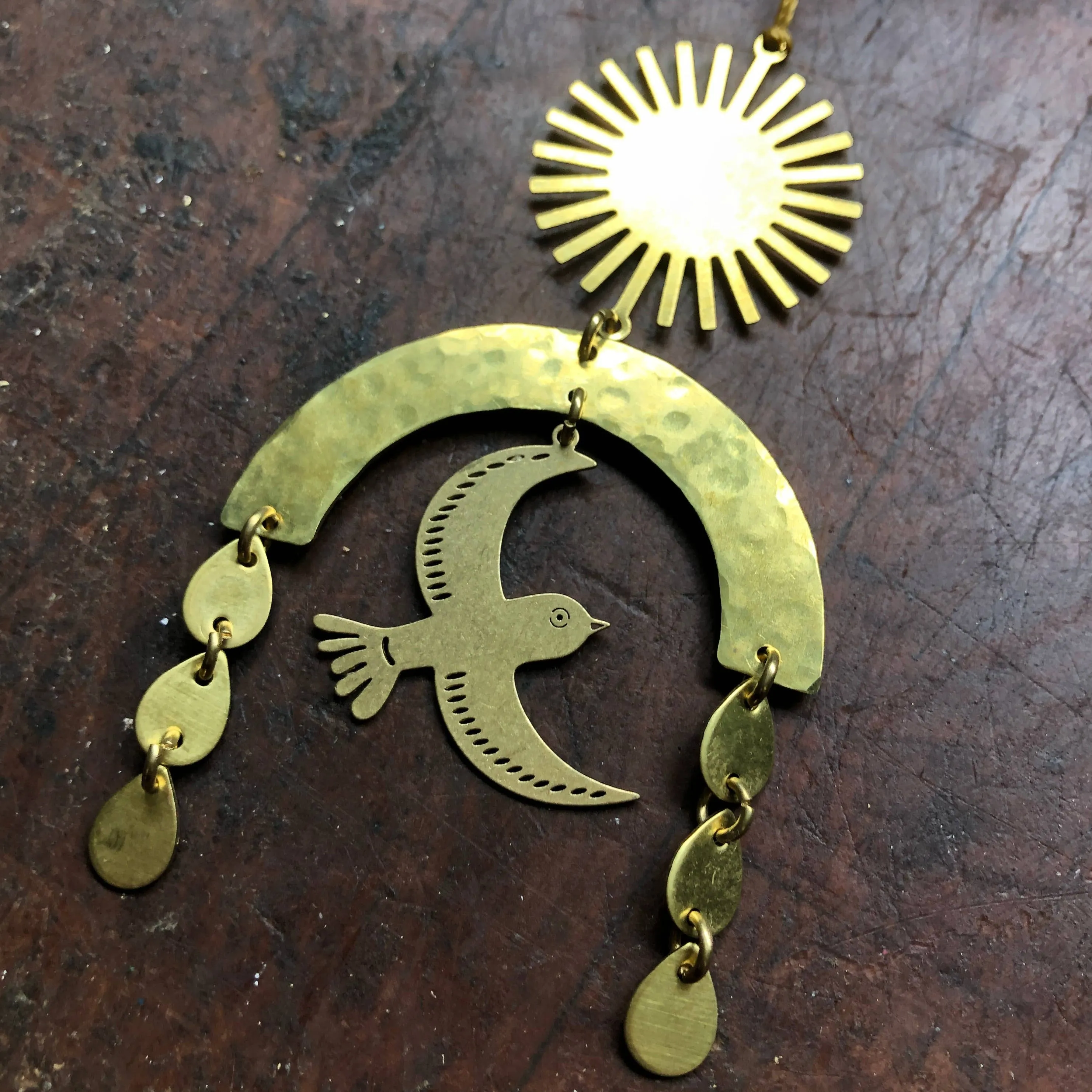 NEW! First Light Hammered Brass Ornament by Vida   Luz