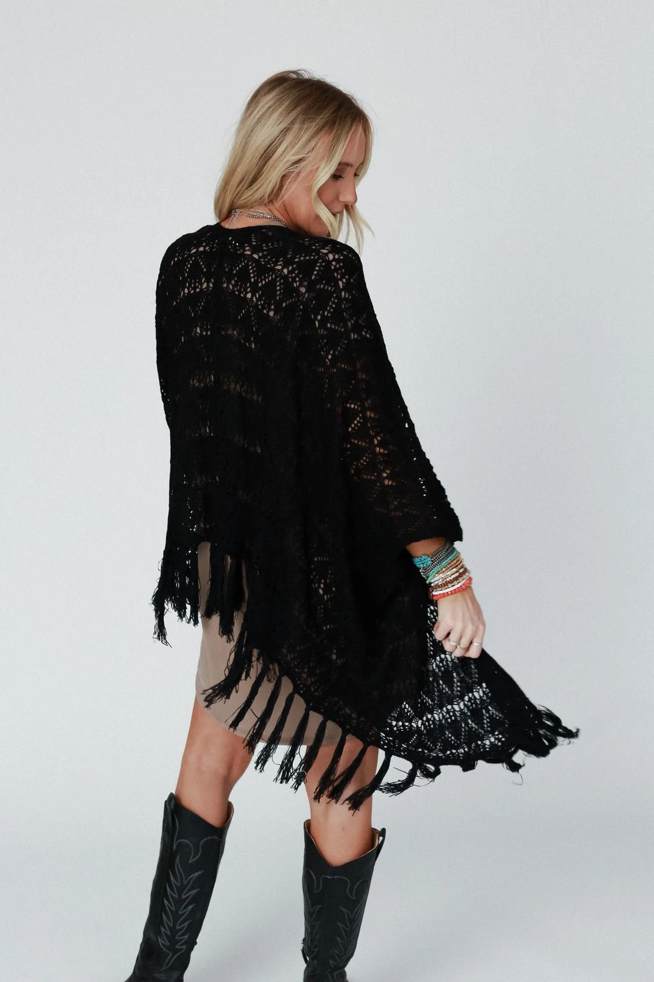 On The Fringe Kimono - Black