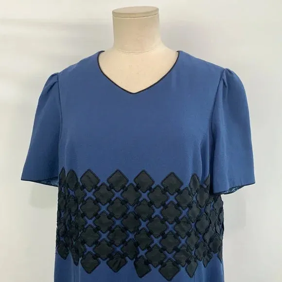 Peggy Jennings Blue with Black Detail Waist Dress