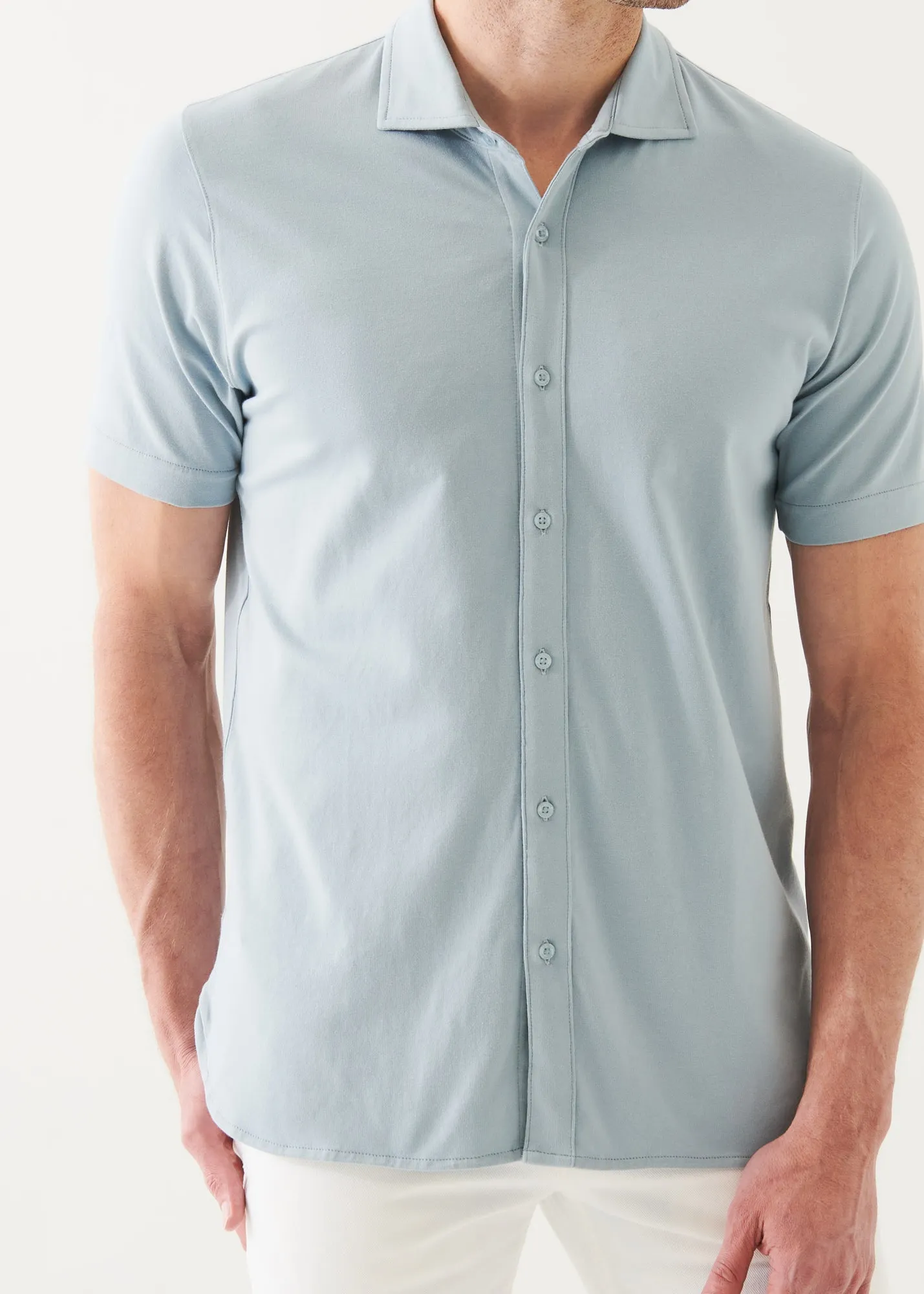 PIMA COTTON STRETCH BUTTON FRONT SHIRT