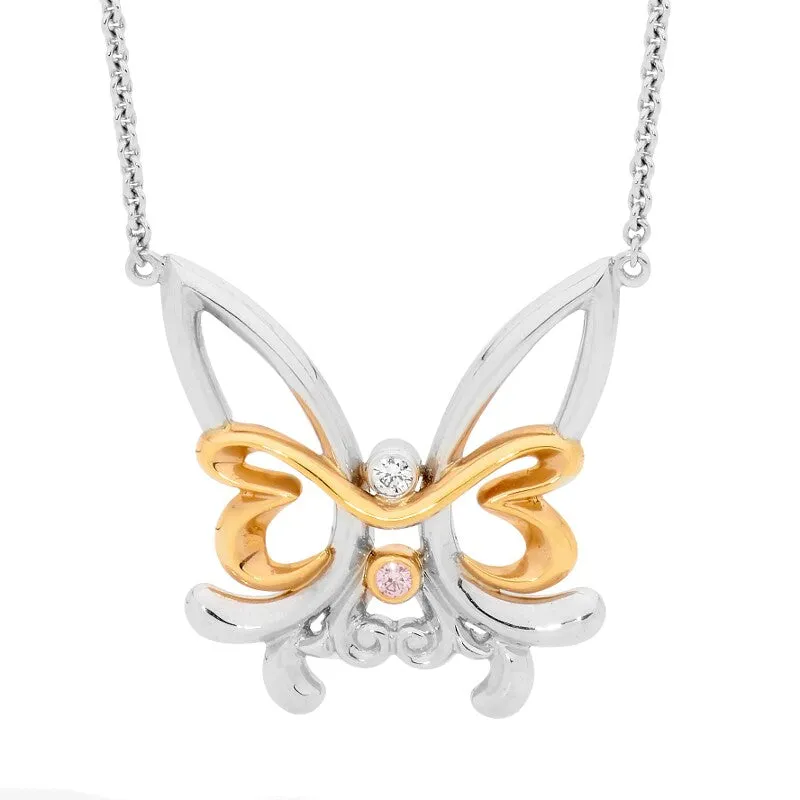 Pink Diamond Butterfly Pendant