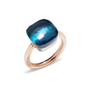 Pomellato - Nudo Maxi - Stackable Ring with London Blue Topaz, 18k Rose and White Gold