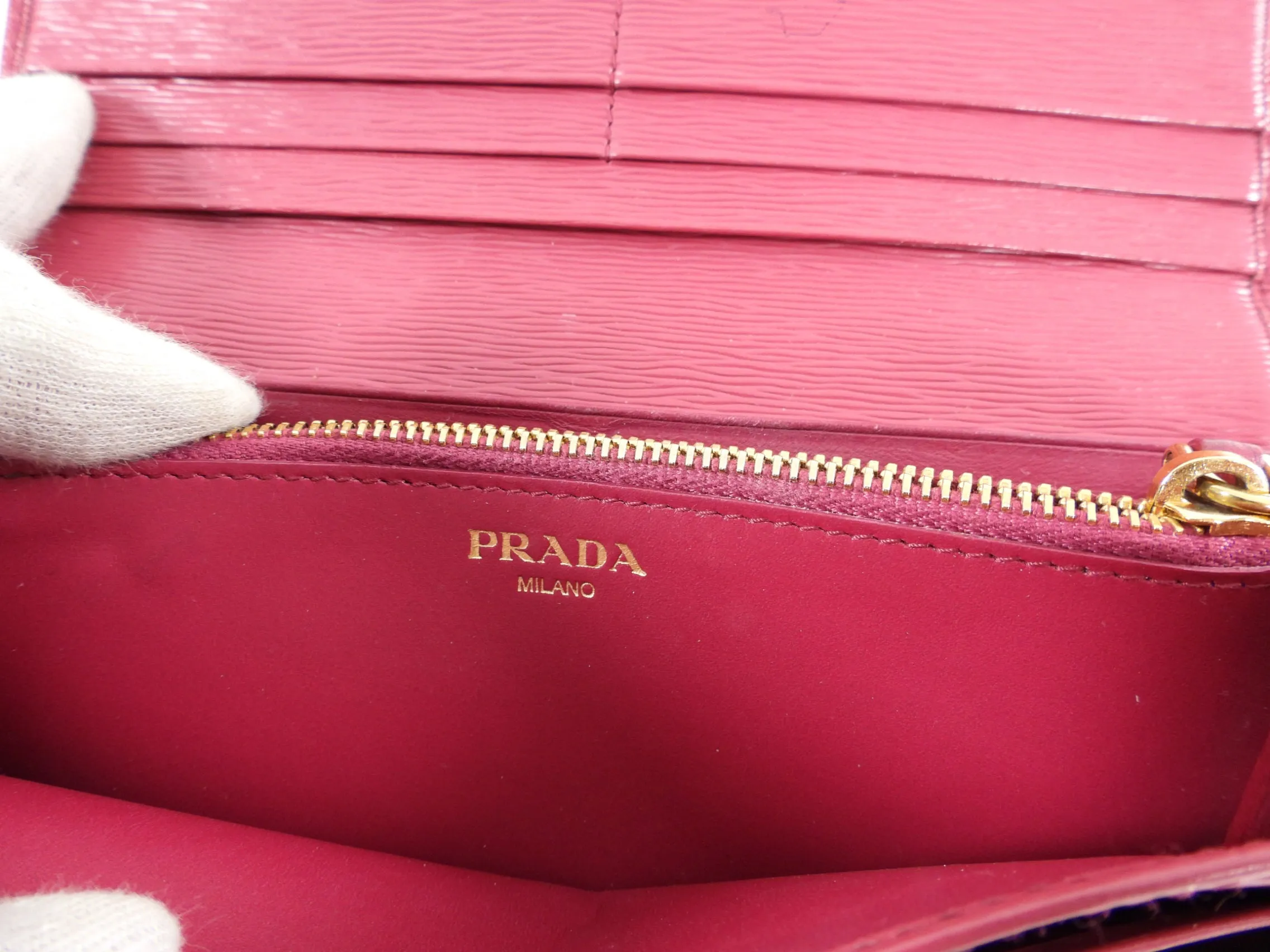 Prada Raspberry Pink Long Bifold Wallet with Card Holder