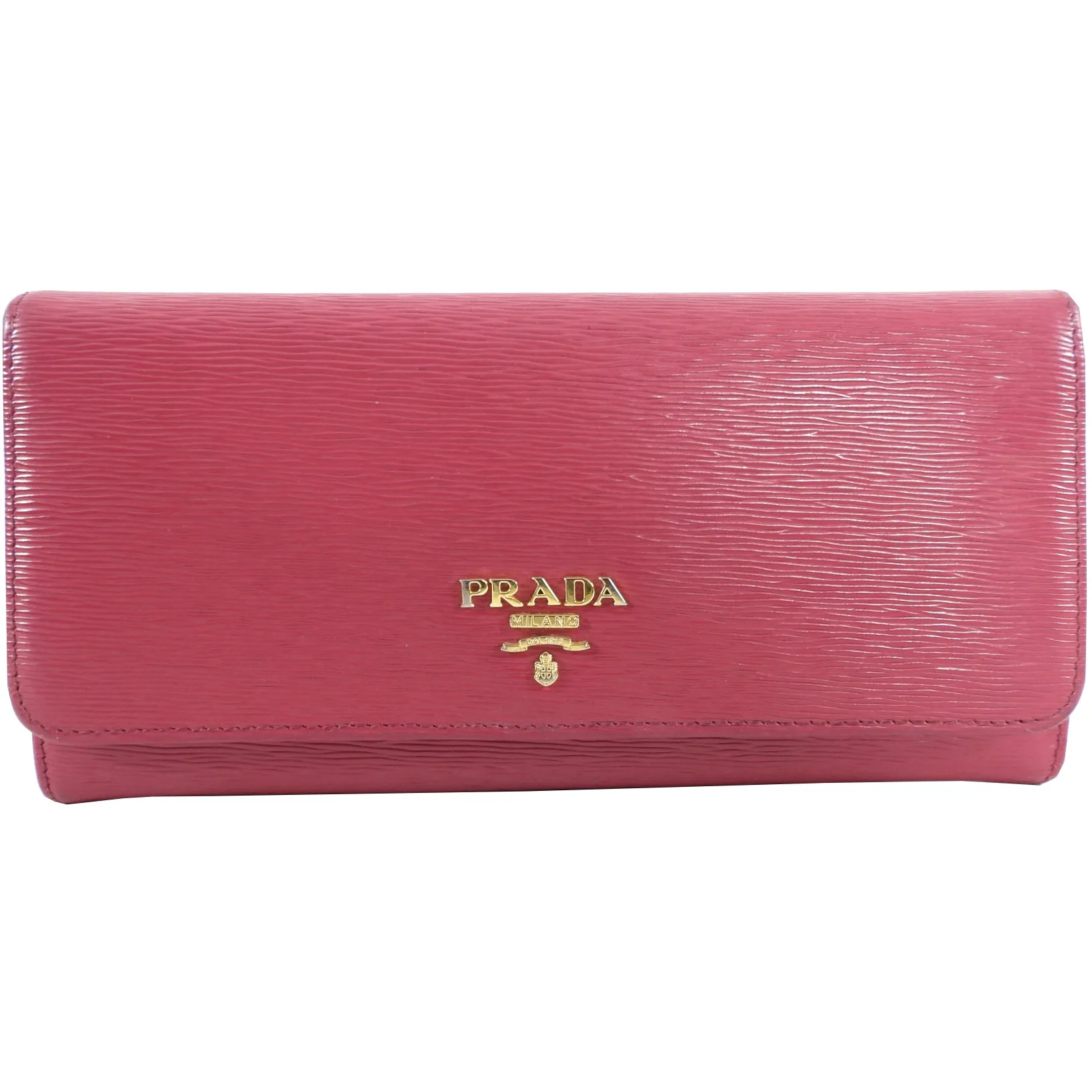 Prada Raspberry Pink Long Bifold Wallet with Card Holder