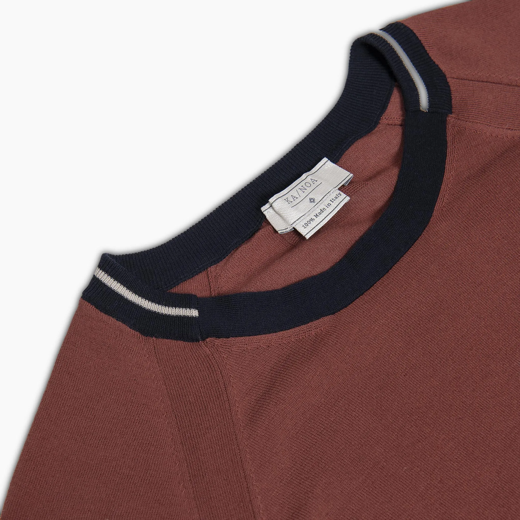 Romeo crew-neck jumper Cotton with contrast (creta and dark blue)