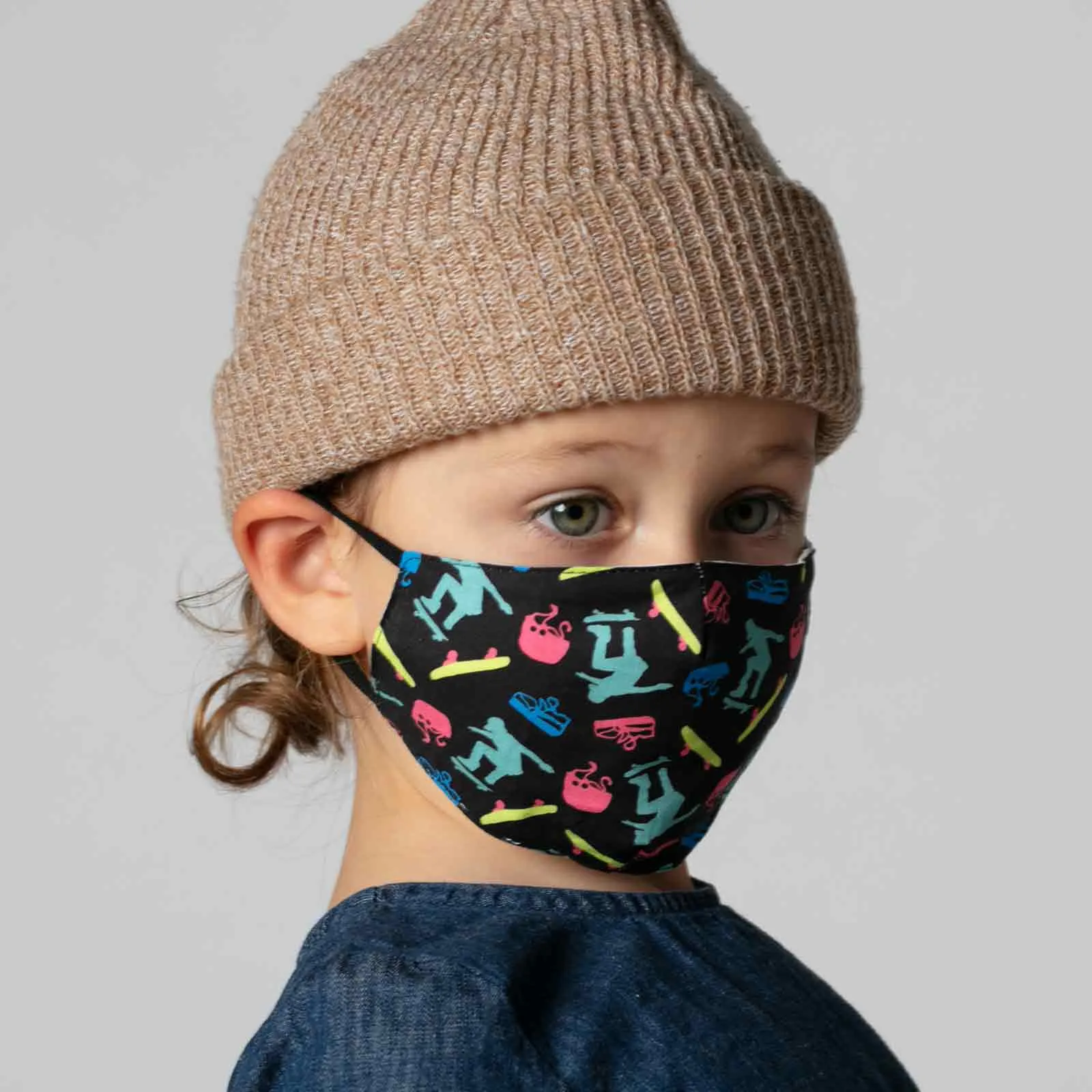 Skateboarding Black Reusable Cotton Kid’s Mask