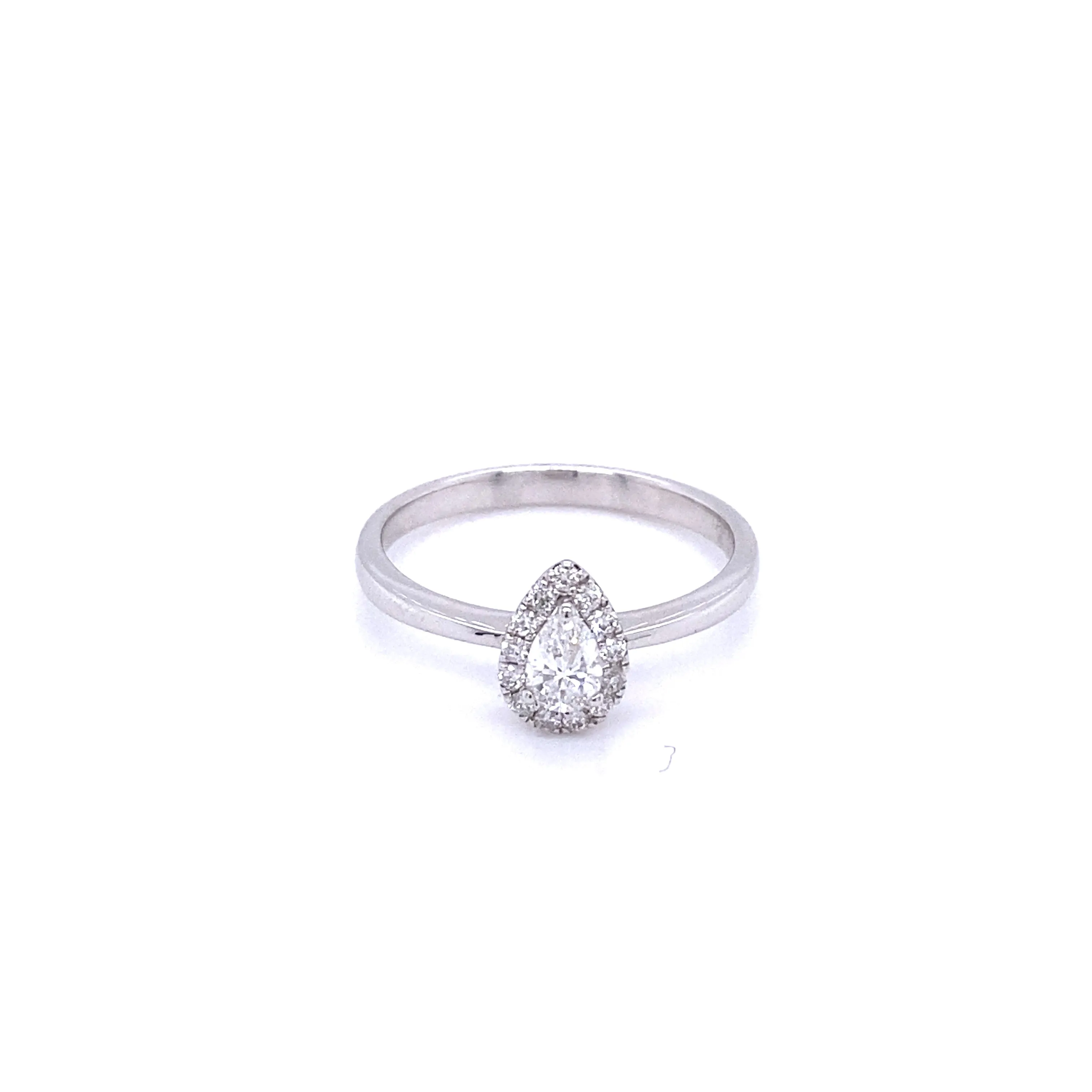 Solitaire Pear Diamond Halo Ring