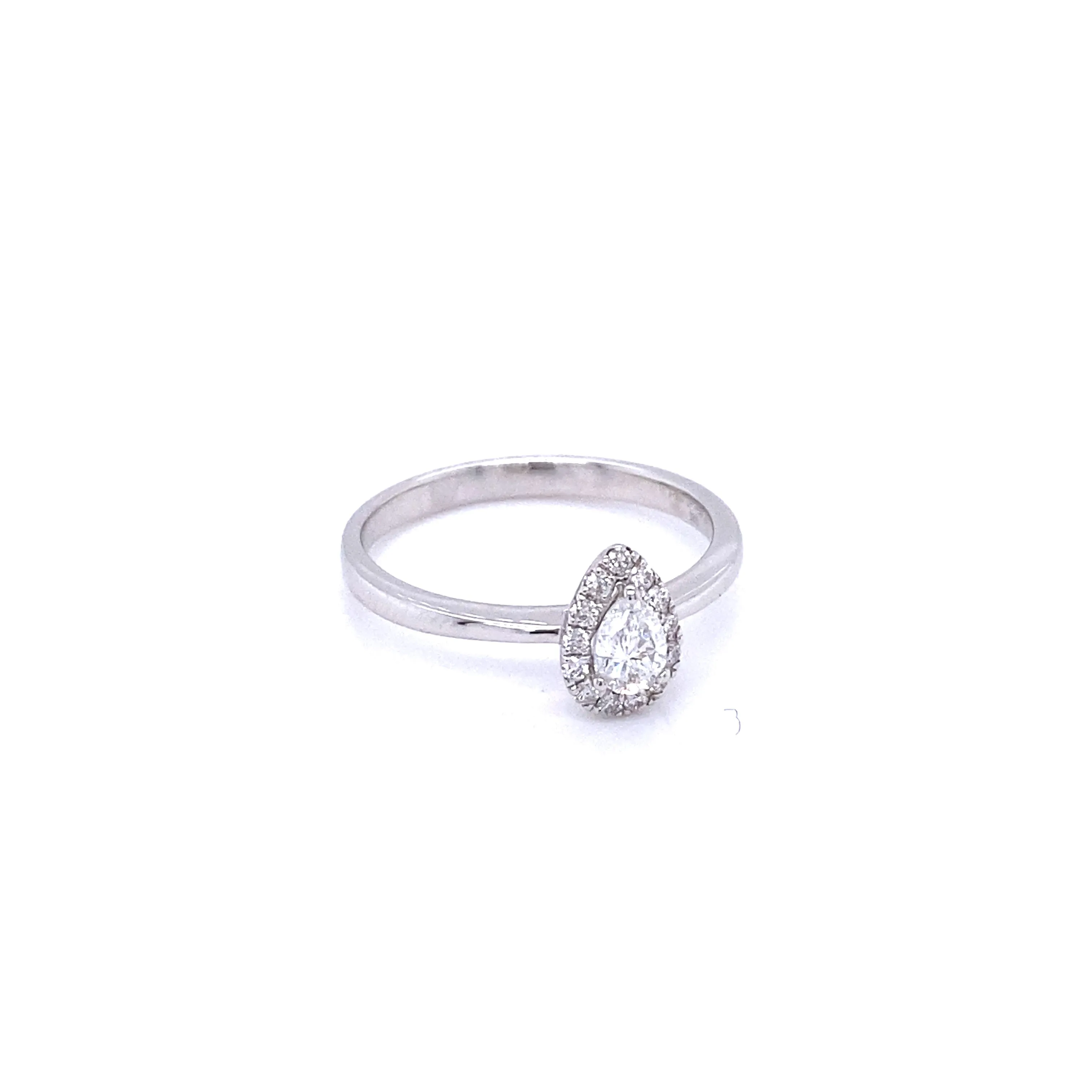 Solitaire Pear Diamond Halo Ring