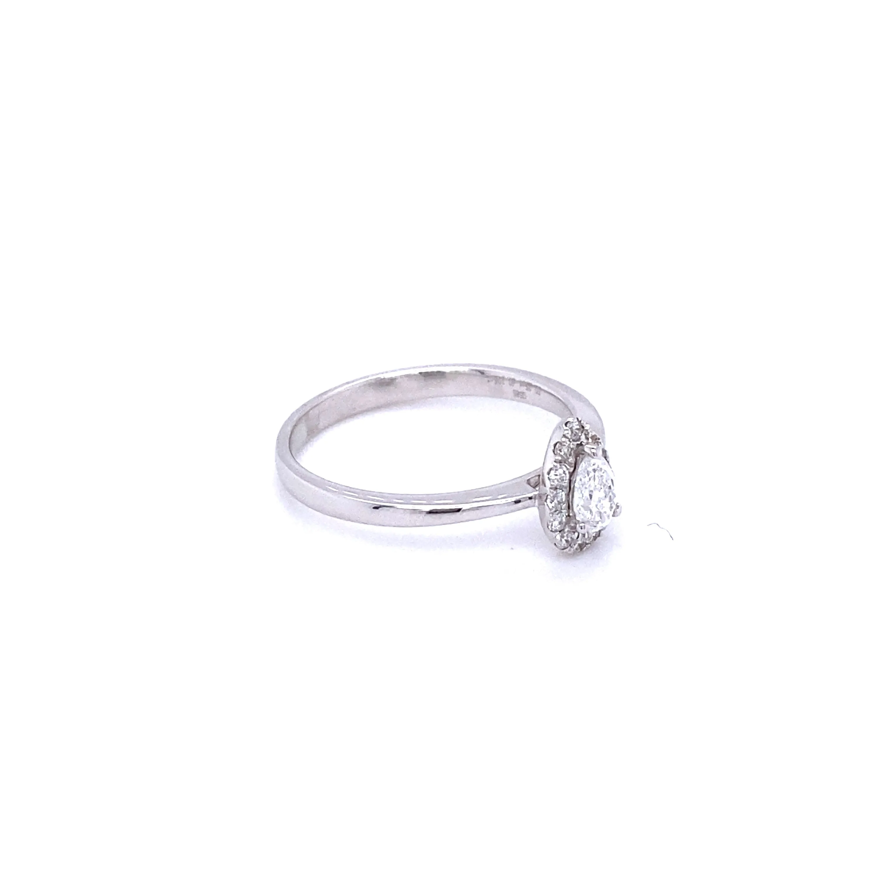 Solitaire Pear Diamond Halo Ring