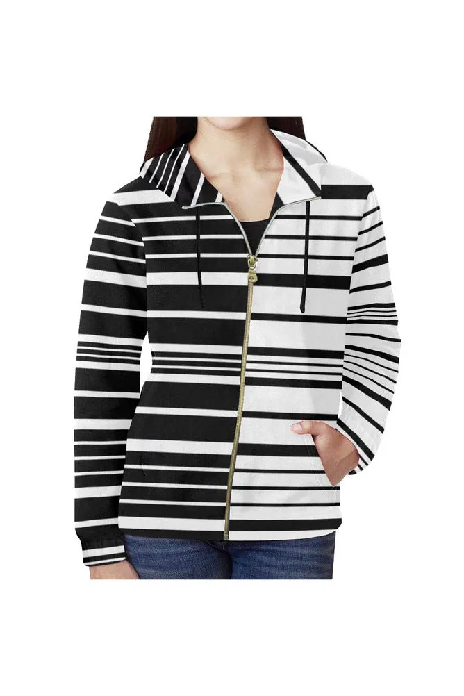 Striped Full Zip Hoodie for Women