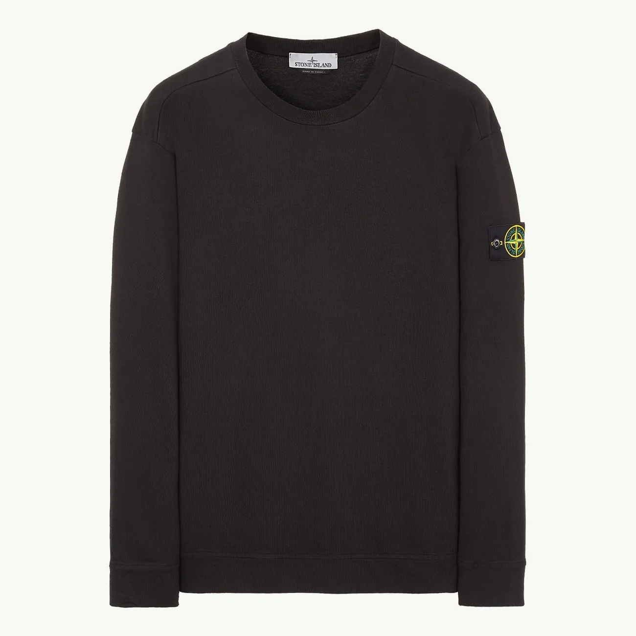 Sweatshirt Patch Crew Lightweight Cotton - Black 2980