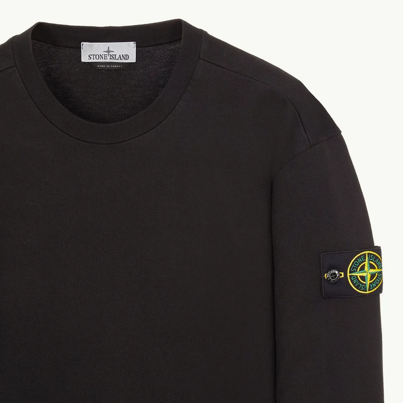 Sweatshirt Patch Crew Lightweight Cotton - Black 2980