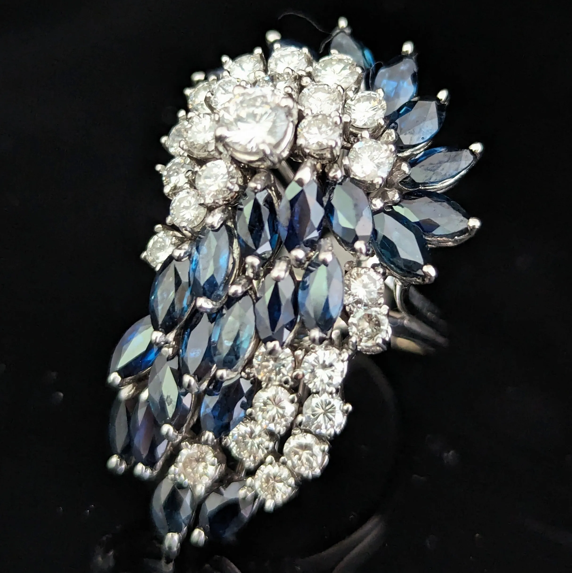 The Hampstead - Estate Diamond Sapphire Cluster Cocktail Ring