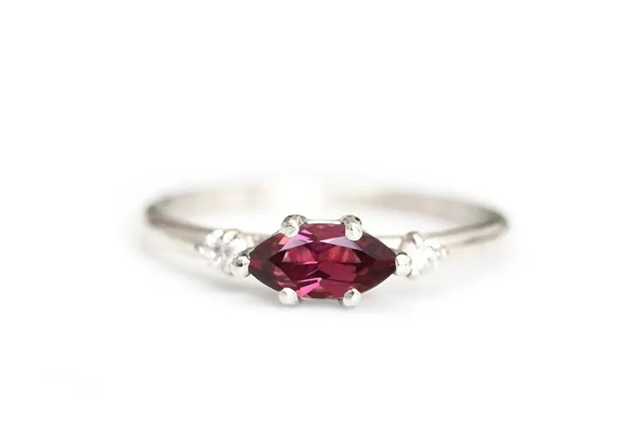 Trine Garnet   Diamond Ring