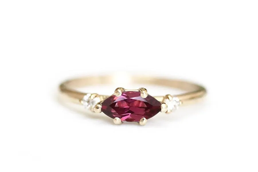 Trine Garnet   Diamond Ring