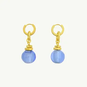 VALENTINA GLASS BEAD EARRINGS GOLD BLUE