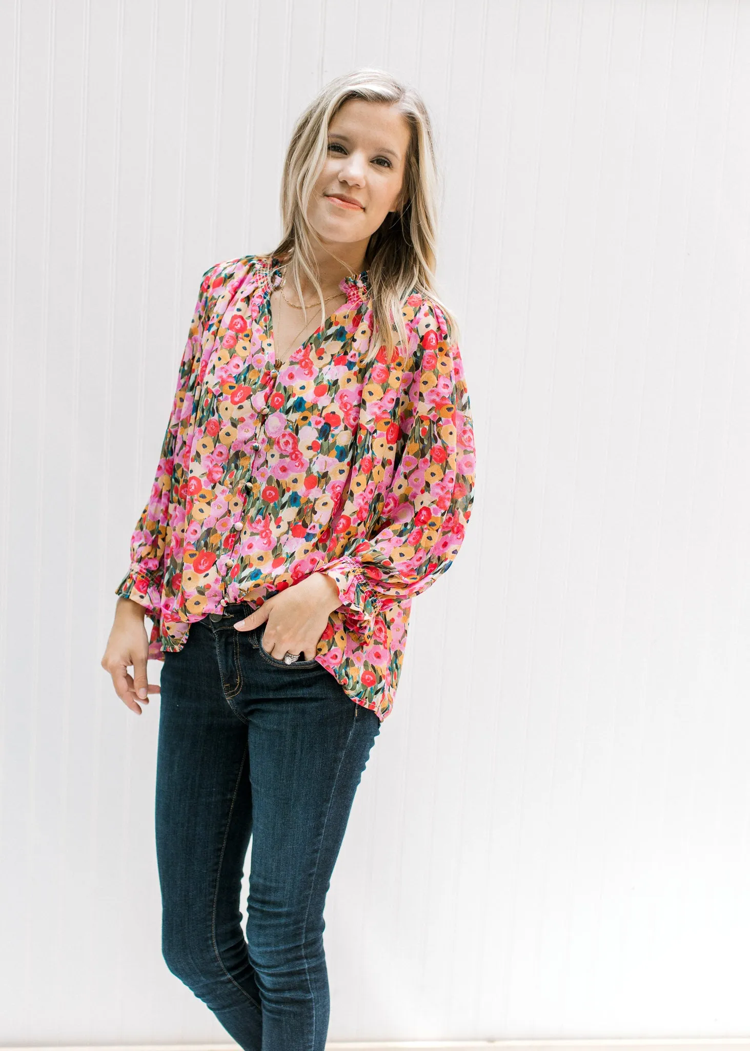 X Berry Bright Floral Top